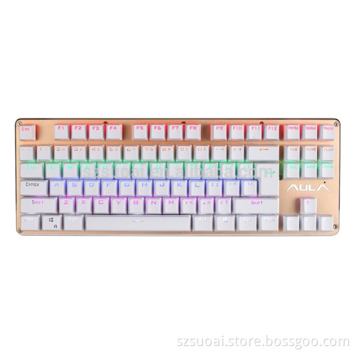 AULA SI-2012 fashionable customize sublimated 87 keys gaming mechanical keyboard with Mix colors & Bicolour & RGB Backlight